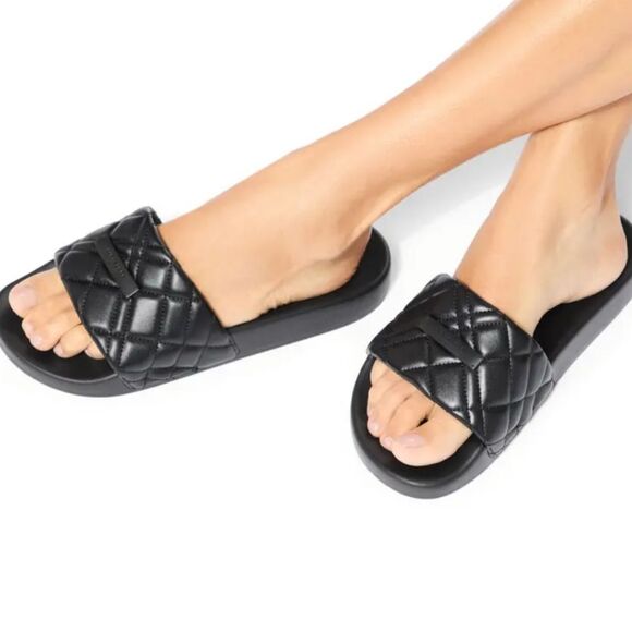 Kurt Geiger London Brixton Drench Plate Slide Sandal- Black - Picture 2 of 12